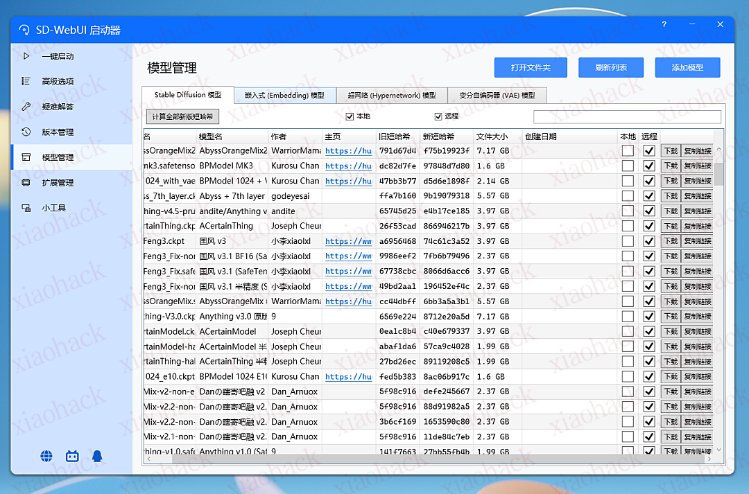 SD-Web UI模型管理