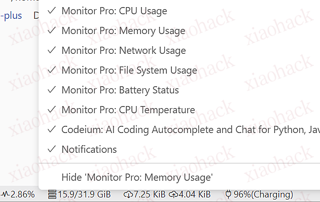 点击放大图片 VS Code 插件 Monitor Pro - 监控一切你在意的资源信息2