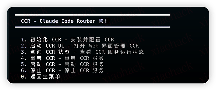 CCR快速配置菜单