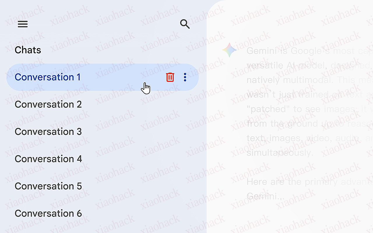 xiaohack's Blog： 写了一个能快速删除 Gemini 对话的 Chrome 插件