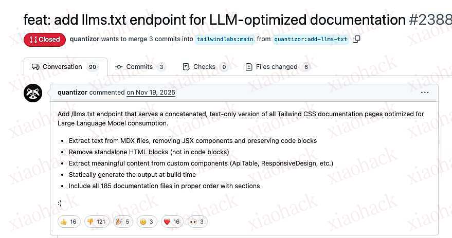 xiaohack's Blog： “AI 火了，我们却快完了！”顶级开源框架 Tailwind 之父含泪裁掉 75% 兄弟：半年后，这个项目可能就没了
