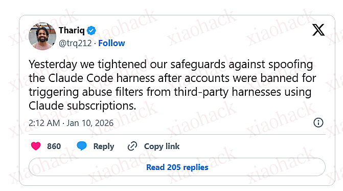 xiaohack's Blog： 最新消息！Anthropic 负责人在 X 平台发布将严厉打击第三方安全带和竞争对手未经授权使用 Claude 安全带的行为！当中包括 Xai (Grok) 员工也不可以通过 Cusor 使用相关模型！